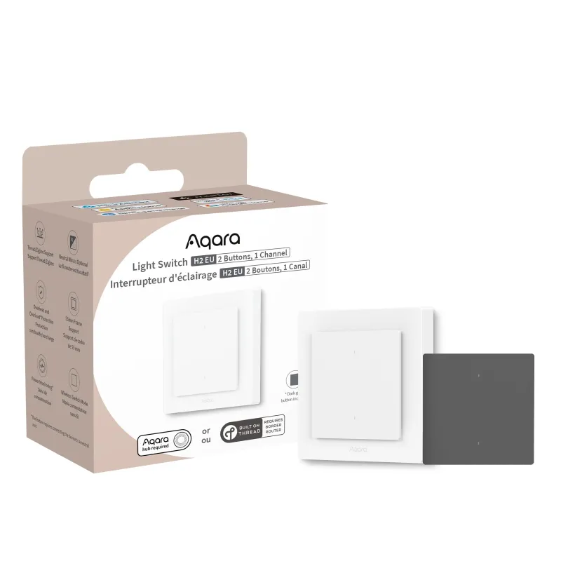 Aqara Light Switch H2 EU Interruptor de luz 2 botones, 1 canal, sin conexión