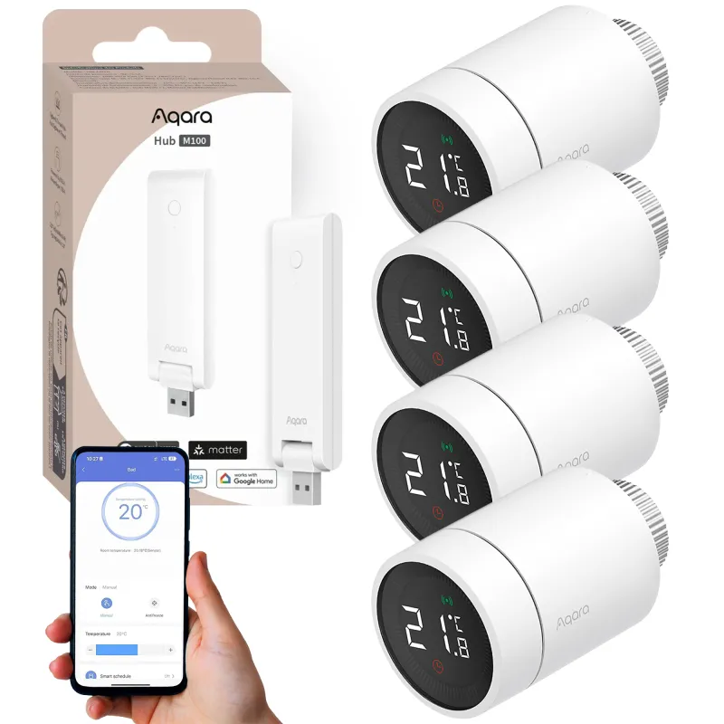 Aqara Smart Heating Set 4 Zestaw Termostat + Centralka 4x SRTS-A01 + 1x HM-G02D