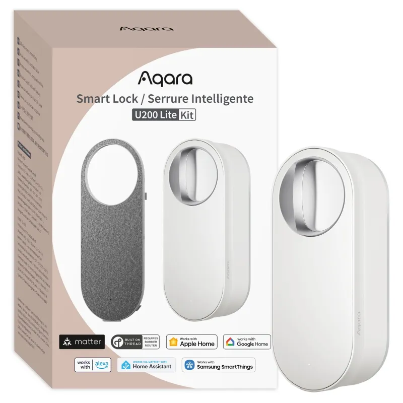 Aqara Smart Lock U200 Lite Biały Inteligentny zamek do drzwi HomeKit, Thread, Bluetooth 5.1, NFC