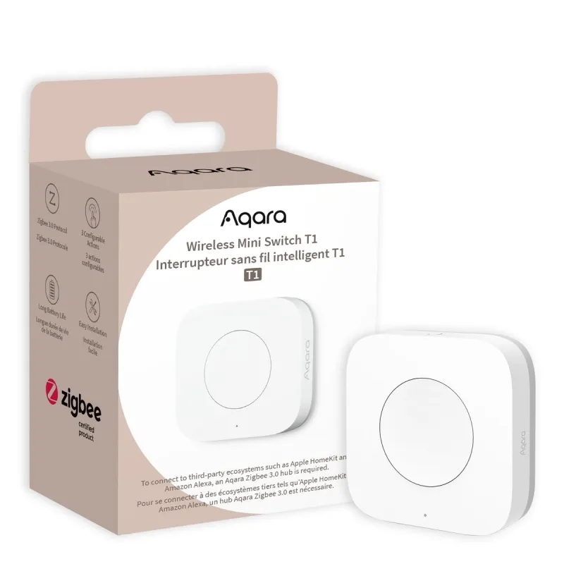 Aqara Wireless Mini Switch T1 Drahtloser Schalter Weiß, 1 Taste