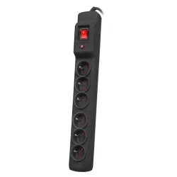 Arcon M6 3m Black Power Strip, Surge Protector, 6 Outlets, 3m Cable