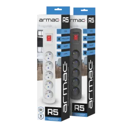 Armac R5 Presa multipla sistema anti-sovratensione, 5 prese, cavo 1.5m, nero