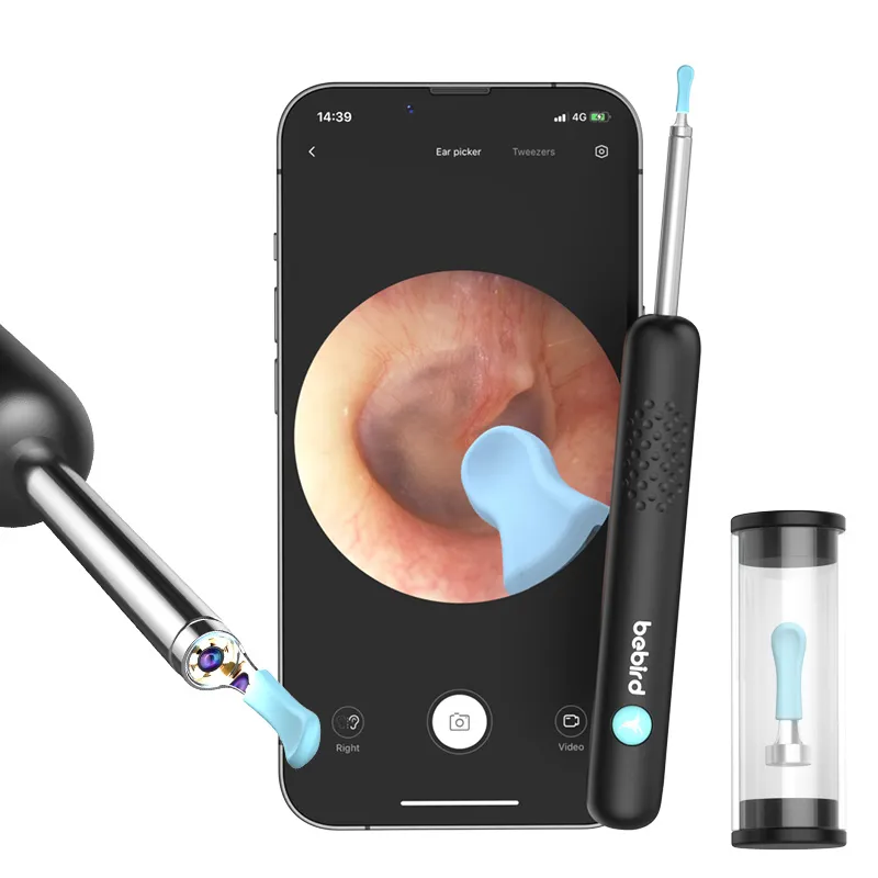 Bebird R1+ Black Ear wax removal tool with camera 1080p, 180mAh