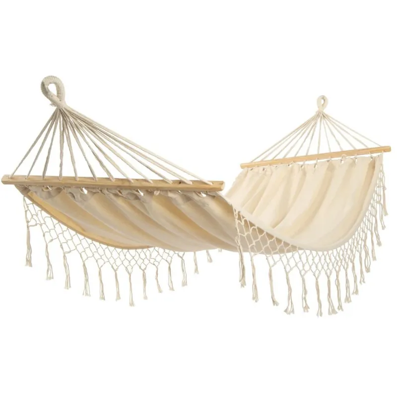 Black Forest Hammock, White with Fringe, 2-Person 200x150cm with Stand
