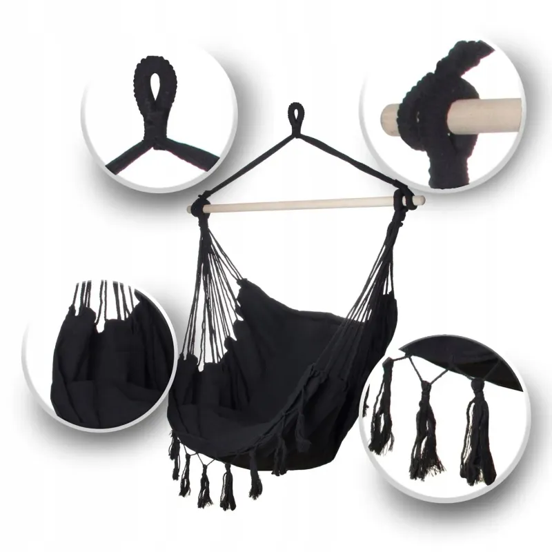 Black Forest Hammock, Brazilian Chair 100x130cm Black