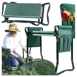 Banco de Jardín Black Forest, Silla Plegable 3 en 1 + 2 x Bolsa de Herramientas