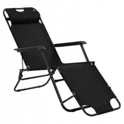 Black Forest Folding Garden Lounge Chair with Cushion, Black