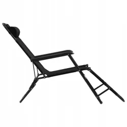 Black Forest Folding Garden Lounge Chair with Cushion, Black