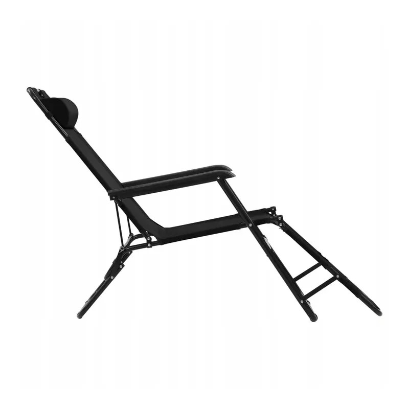 Black Forest Folding Garden Lounge Chair with Cushion, Black