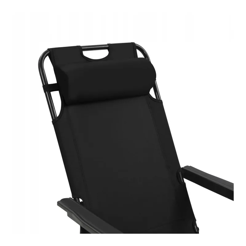 Black Forest Folding Garden Lounge Chair with Cushion, Black