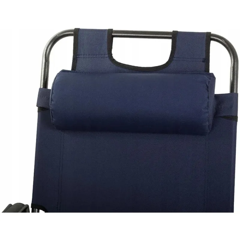 Black Forest Leżak ogrodowy rozkładany z poduszką Granatowy