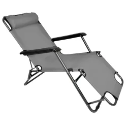 Black Forest Leżak ogrodowy rozkładany z poduszką Szary