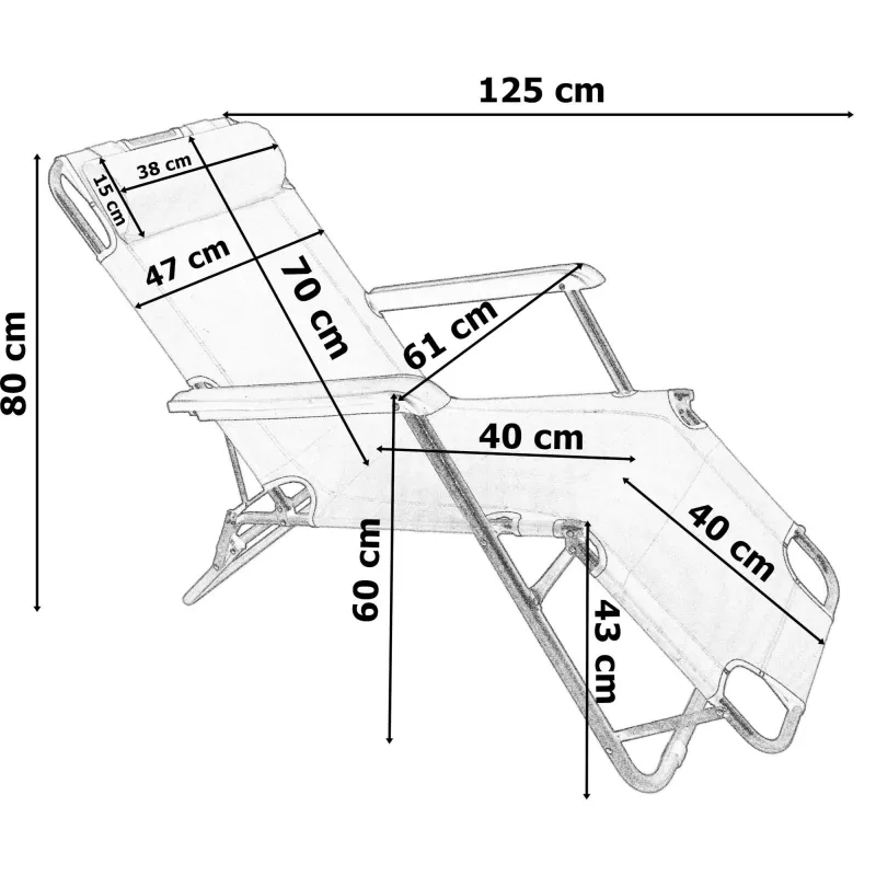 Cadeira de Jardim Dobrável com Almofada Black Forest, Cinza