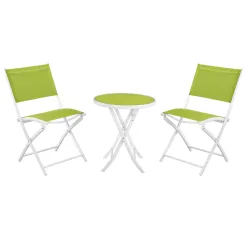 Black Forest Mały zestaw mebli ogrodowych dwa krzesła + stolik biało zielony