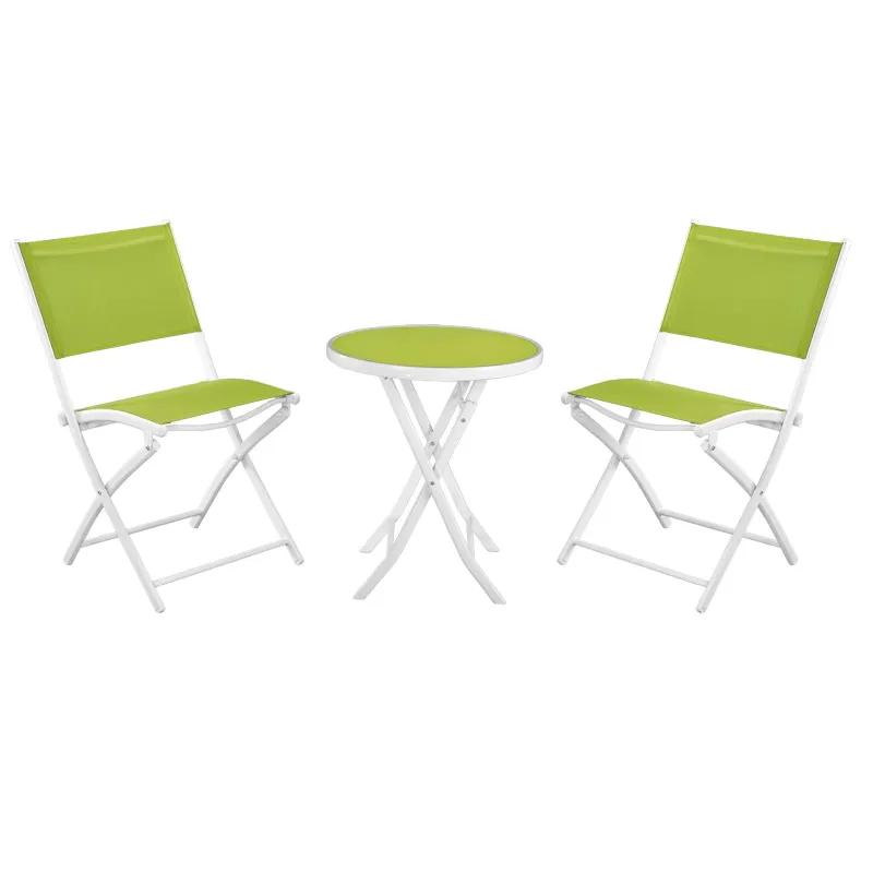 Black Forest Mały zestaw mebli ogrodowych dwa krzesła + stolik biało zielony