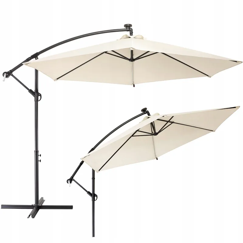 Black Forest Garden Parasol, 3m Cantilever Large Beige