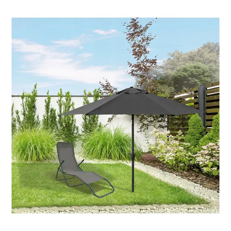 Black Forest Garden Parasol, 3m Large Folding Grafite