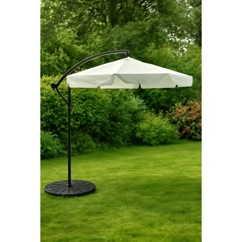 Black Forest Garden Umbrella with Side Panels, Large 3m Beige Cantilever