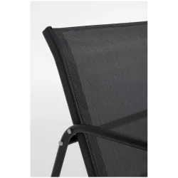 Black Forest Garden Furniture Set, Texteline Two Chairs + Lounger + Folding Table Black