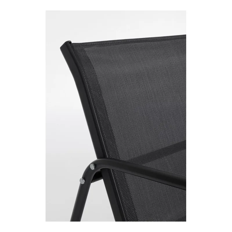 Black Forest Garden Furniture Set, Texteline Two Chairs + Lounger + Folding Table Black