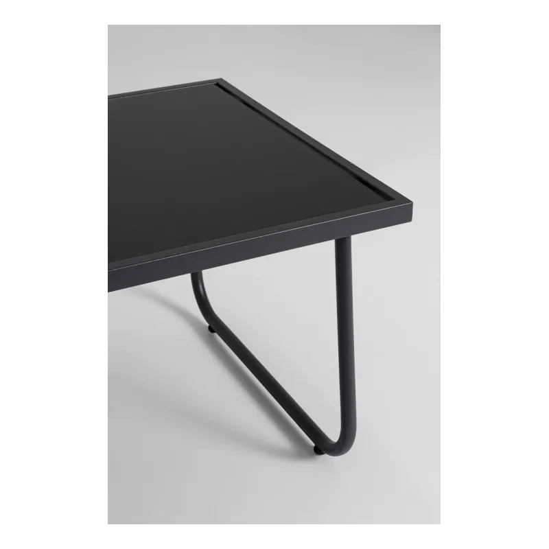 Black Forest Garden Furniture Set, Texteline Two Chairs + Lounger + Folding Table Black