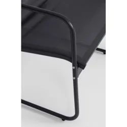 BLACK FOREST ZESTAW MEBLI OGRODOWYCH TEKSTYLEN DWA KRZESŁA + LEŻANKA + STOLIK ROZKŁADANY CZARNY L-0358