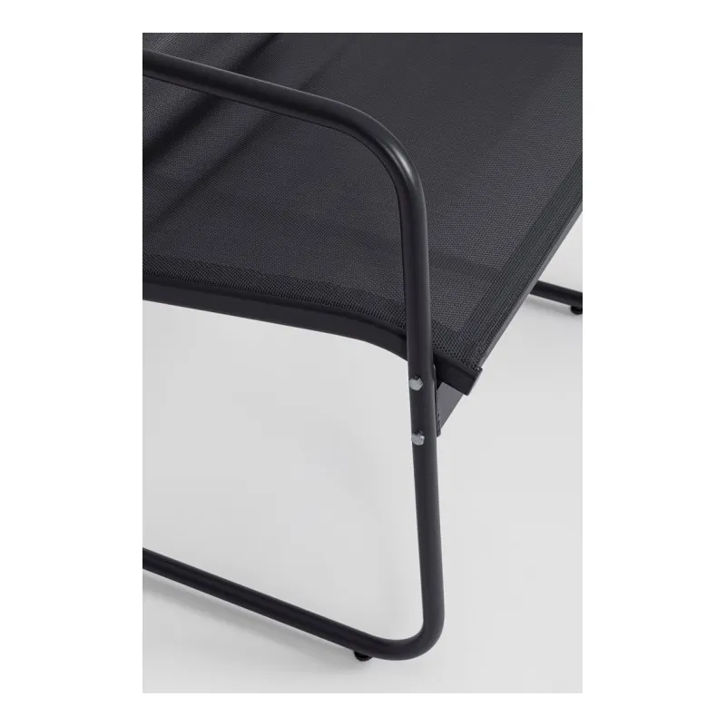 Black Forest Garden Furniture Set, Texteline Two Chairs + Lounger + Folding Table Black