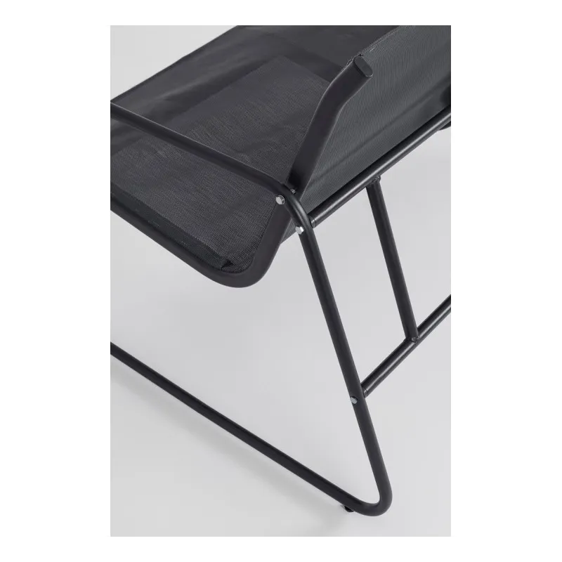 Black Forest Garden Furniture Set, Texteline Two Chairs + Lounger + Folding Table Black