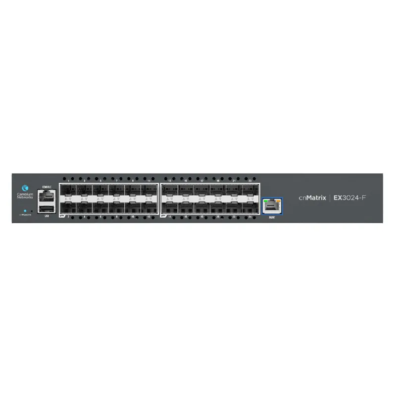 Cambium cnMatrix EX3024F Anahtarı, 24x SFP+, iki entegre AC güç kaynağı, güç kablosu dahil değil