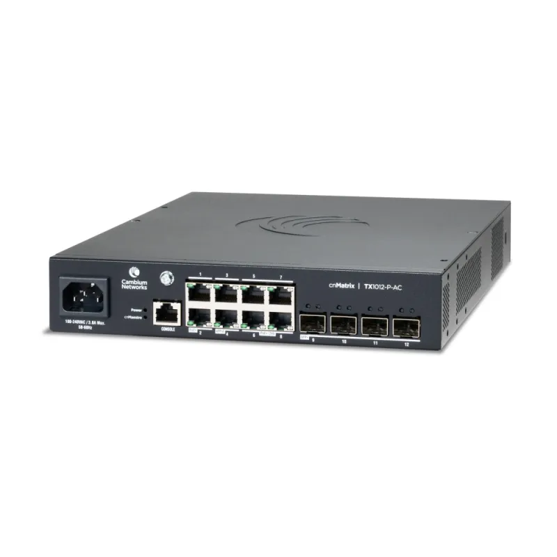Cambium cnMatrix TX1012-P-AC Anahtar, 8x RJ45 1000Mb/s PoE+, 4x SFP+, AC