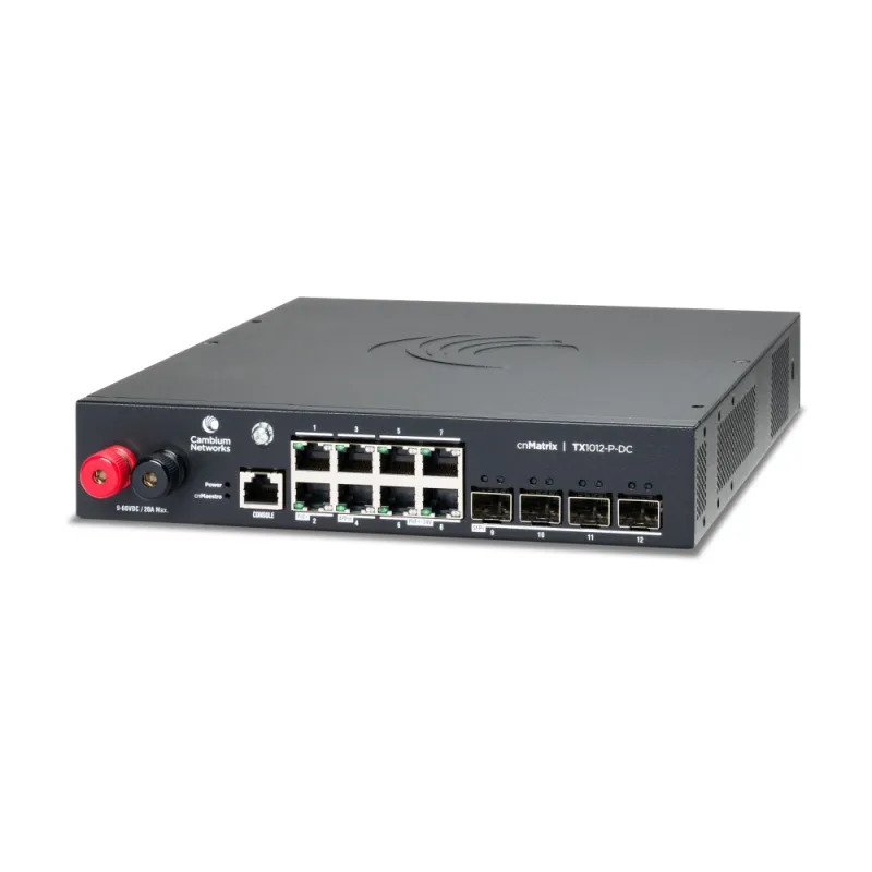 Cambium cnMatrix TX1012-P-DC Anahtar, 8x RJ45 1000Mb/s PoE+, 4x SFP+, DC