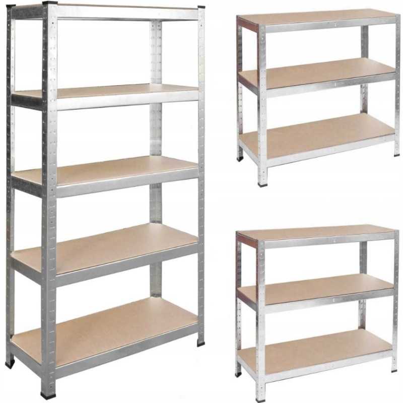 REGAŁ MAGAZYNOWY METALOWY SREBRNY 150X75X35CM - Imagen 2