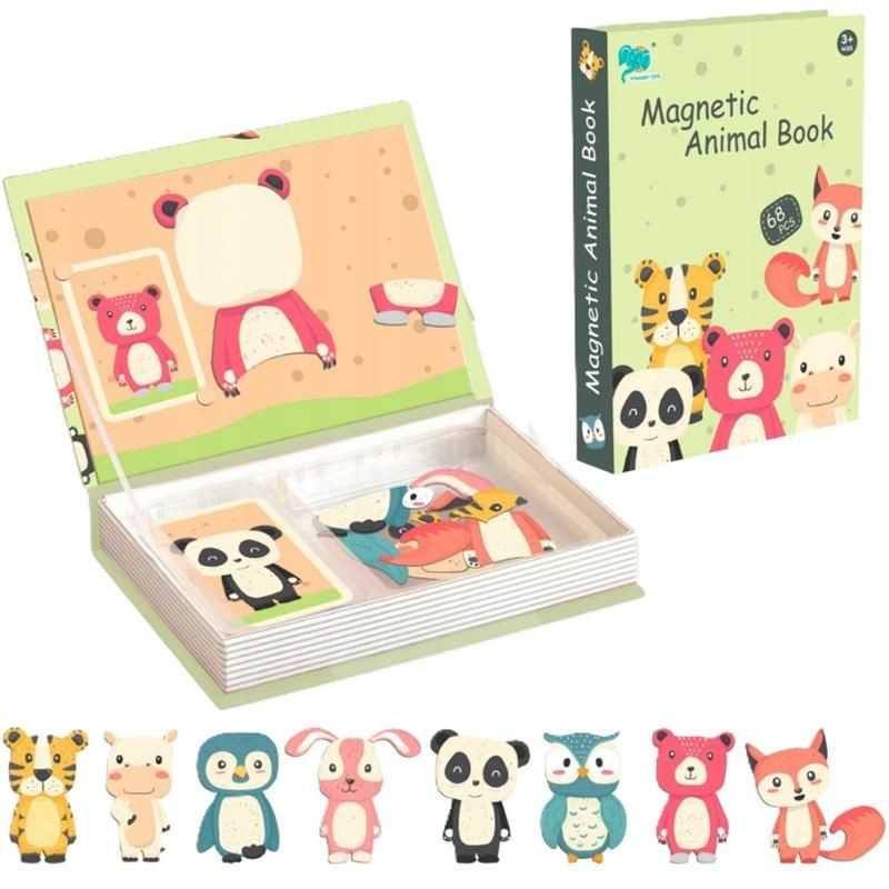 EXTRALINK TOYS KSIĄŻKA UKŁADANKA MAGNETYCZNA PUZZLE 68 EL. ZWIERZĄTKA