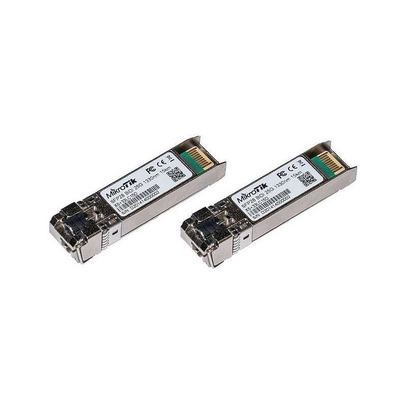 Модуль SFP/SFP+/SFP28 MikroTik XS+2733LC15D, 1/10/25Gb/s, SM, 15км, 1270нм + 1330нм