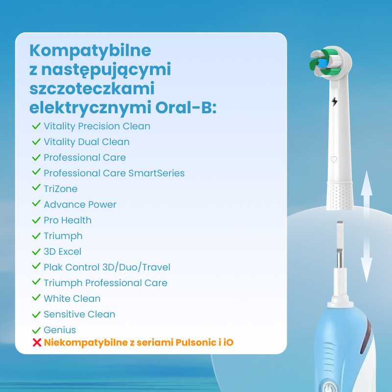 KOŃCÓWKI DO SZCZOTECZEK EXTRALINK KOMPATYBILNE Z REGULAR ORAL-B SERIES PRO (4-PACK) - Изображение 3