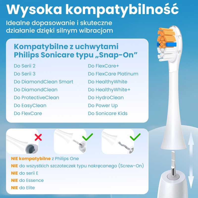KOŃCÓWKI DO SZCZOTECZEK EXTRALINK KOMPATYBILNE Z PHILIPS H3-6-8-9 SERIES WHITE (4-PACK) - Изображение 2