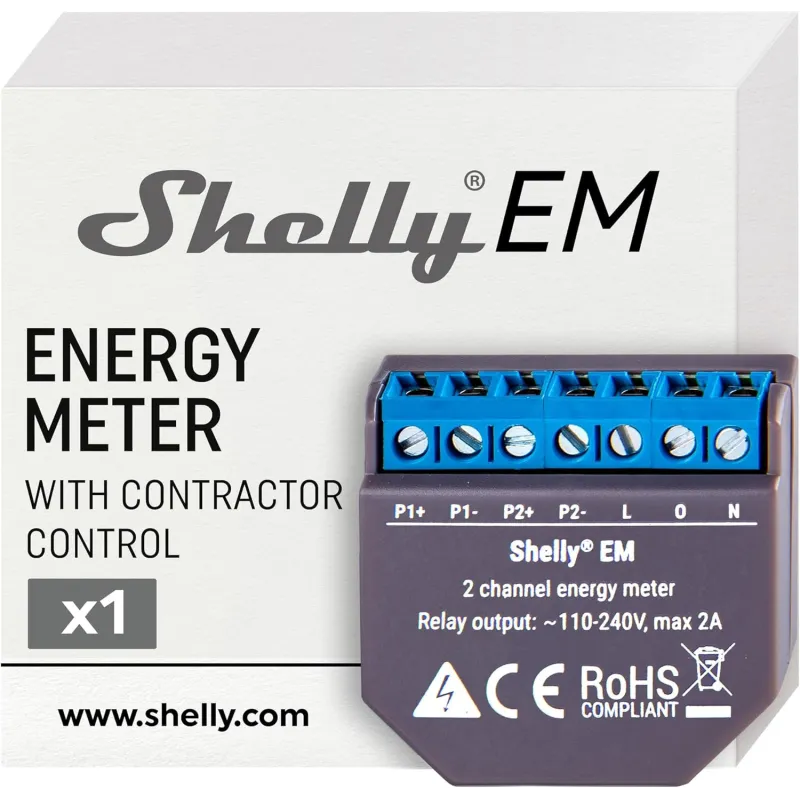 SHELLY EM + 50A CT WI-FI-OPERATED ENERGY METER + 50A CLAMP - Immagine 2