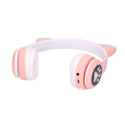 Bezdrátová sluchátka Extralink Kids s kočičími ušima růžová, Bluetooth 5.0, RGB osvětlení, pro děti - Obrázek 3