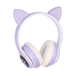Беспроводные наушники Extralink Kids с кошачьими ушами фиолетовые, Bluetooth 5.0, RGB подсветка, для детей - Изображение 2