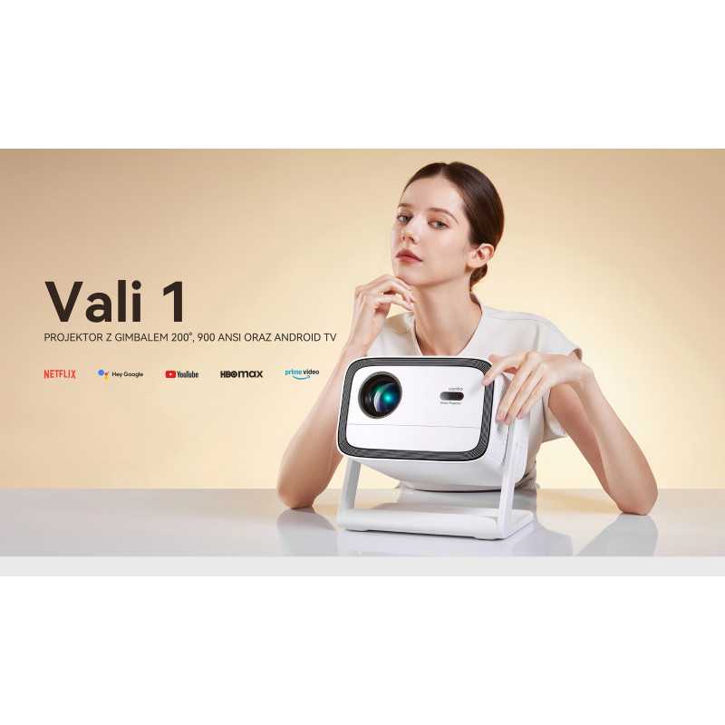Wanbo Vali 1 Biały | Proyector | Full HD, 900 ANSI, Android TV 11, Gimbal - Imagen 3