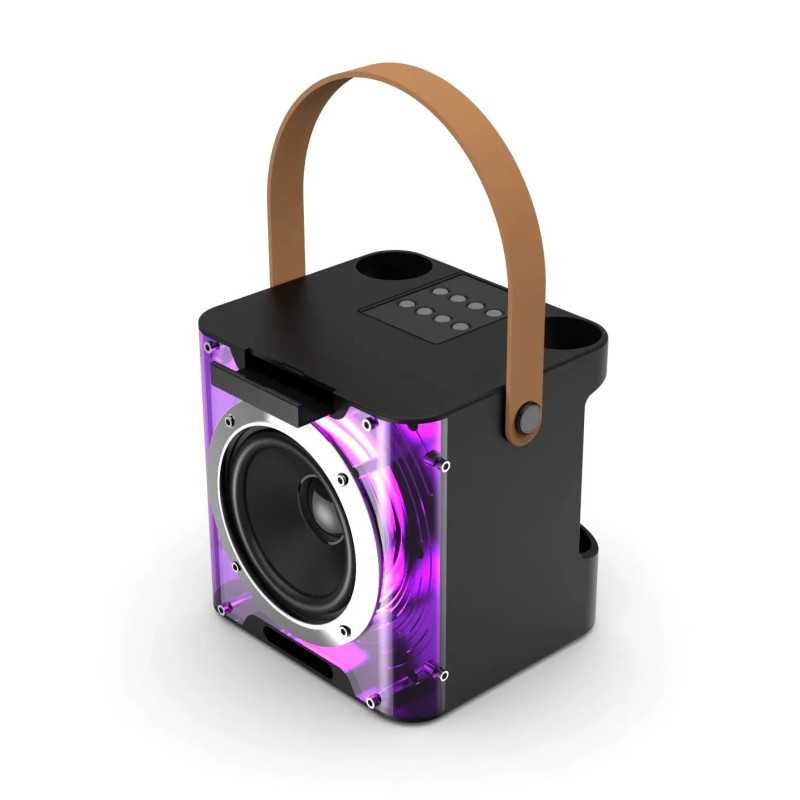 Caixa de Som Karaoke Sem Fio Extralink Lifestyle com Microfone Duplo Preto - Imagem 2