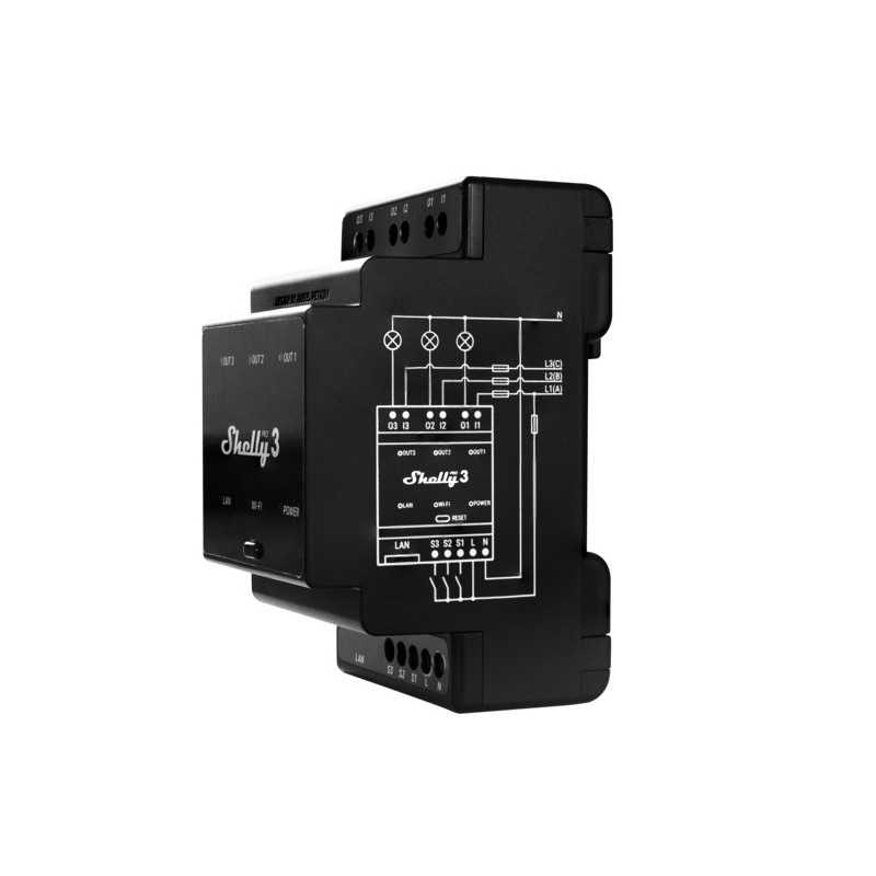 SHELLY PRO 3 3-CHANNEL RELAY WITH POTENTIAL-FREE OUTPUTS - Obrázek 2
