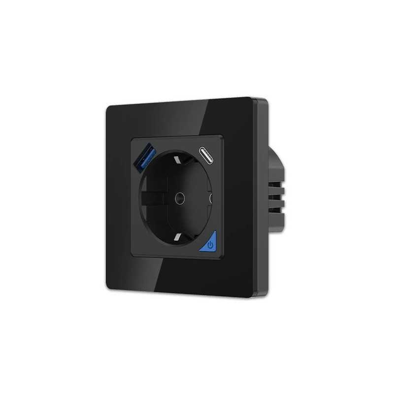 Набор умных розеток Extralink Smart Life Wall Socket Set Pro, Черный, 230V, 1x USB A, 1x USB C, WiFi, Tuya - Изображение 2