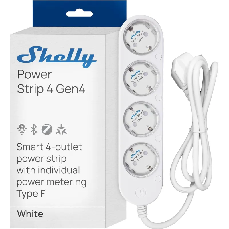 SHELLY POWER STRIP 4 GEN4 WHITE MATTER-CERTIFIED, COMPACT SMART POWER STRIP - Imagen 2