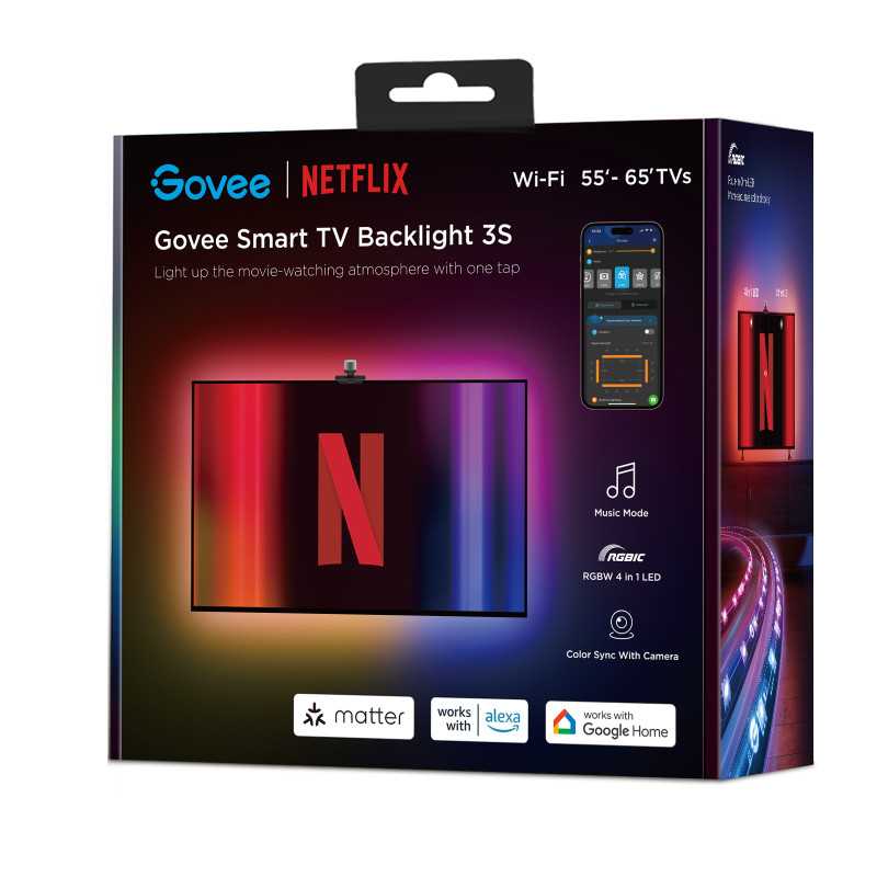 Govee H6098 Envisual TV Backlight Netflix Co-branding Version | LED pásek | podsvícení pro TV 55-65 palců, RGBIC, Wi-Fi + Blueto - Obrázek 2