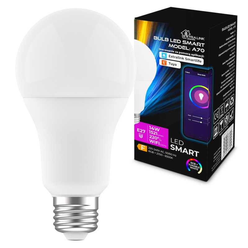 Extralink Smartlife E27 A70 | LED žárovka | 2700-6500k WiFi 220-240V Tuya
