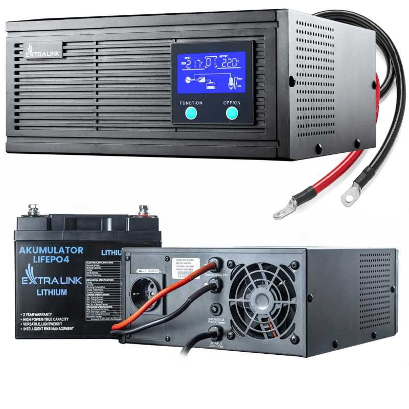 Extralink Thunder 1000VA/800W USV-Set Inverter + Extralink LiFePO4 12.8V 160Ah Batterie, Reine Sinuswelle, Batteriestrom 12.8VDC