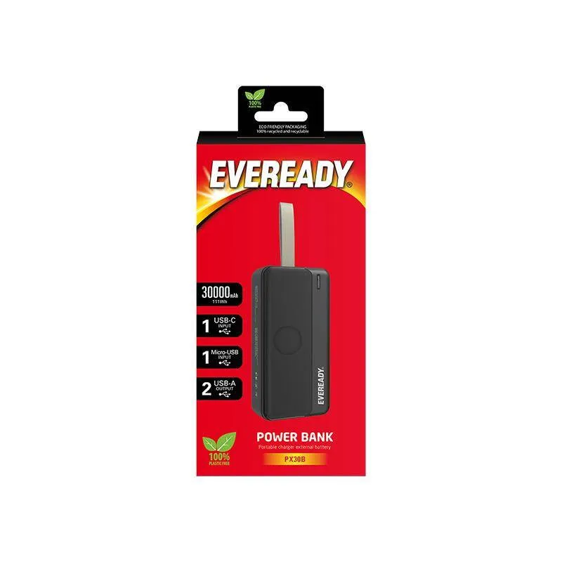 Eveready PX30B 30000 mAh | Powerbank | 2x USB, Czarny - Zdjęcie 2