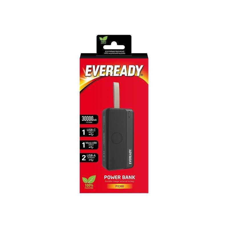 Повербанк Eveready PX30B 30000 мАч, 2x USB, Черный - Изображение 2