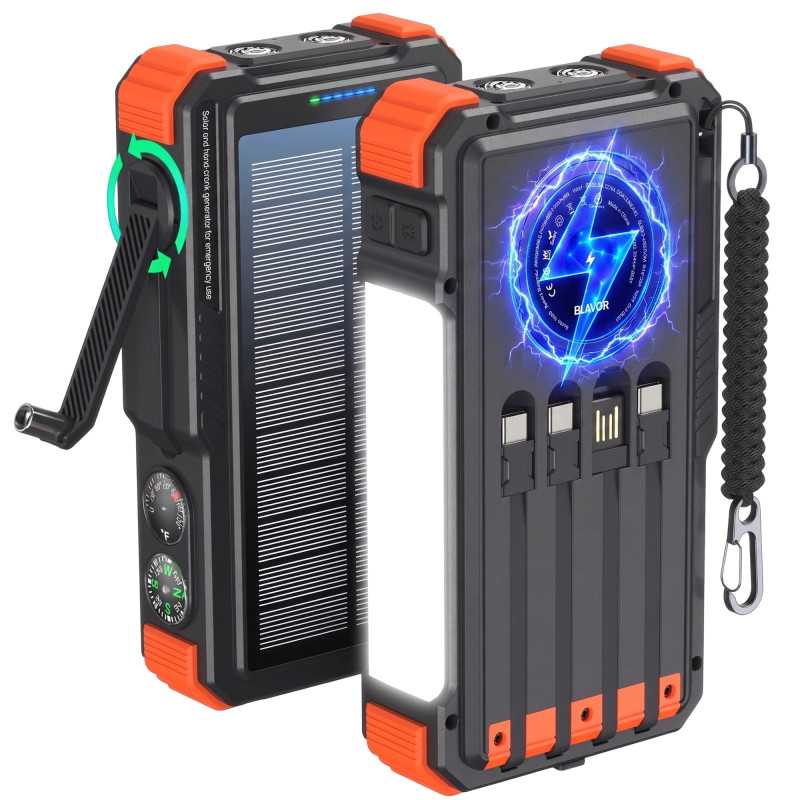 EXTRALINK POWERBANK SOLARNY 20000MAH 20W DYNAMO INDUKCJA LAMPA LATARKA